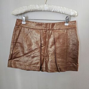 J.Crew Skort Metallic Gold Bronze Mini Casual Neutral Holiday Linen Cotton